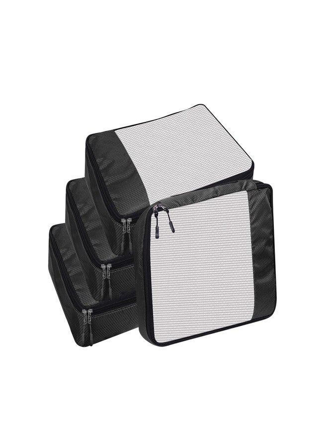 GBMI Compression Packing Cubes Travel Organizer, Travel Organiser Bags for Luggage, Clothes, Suitcase Travelling Pouches for Men And Women, Polyester (Small - Pack of 4, Black) - Image 1